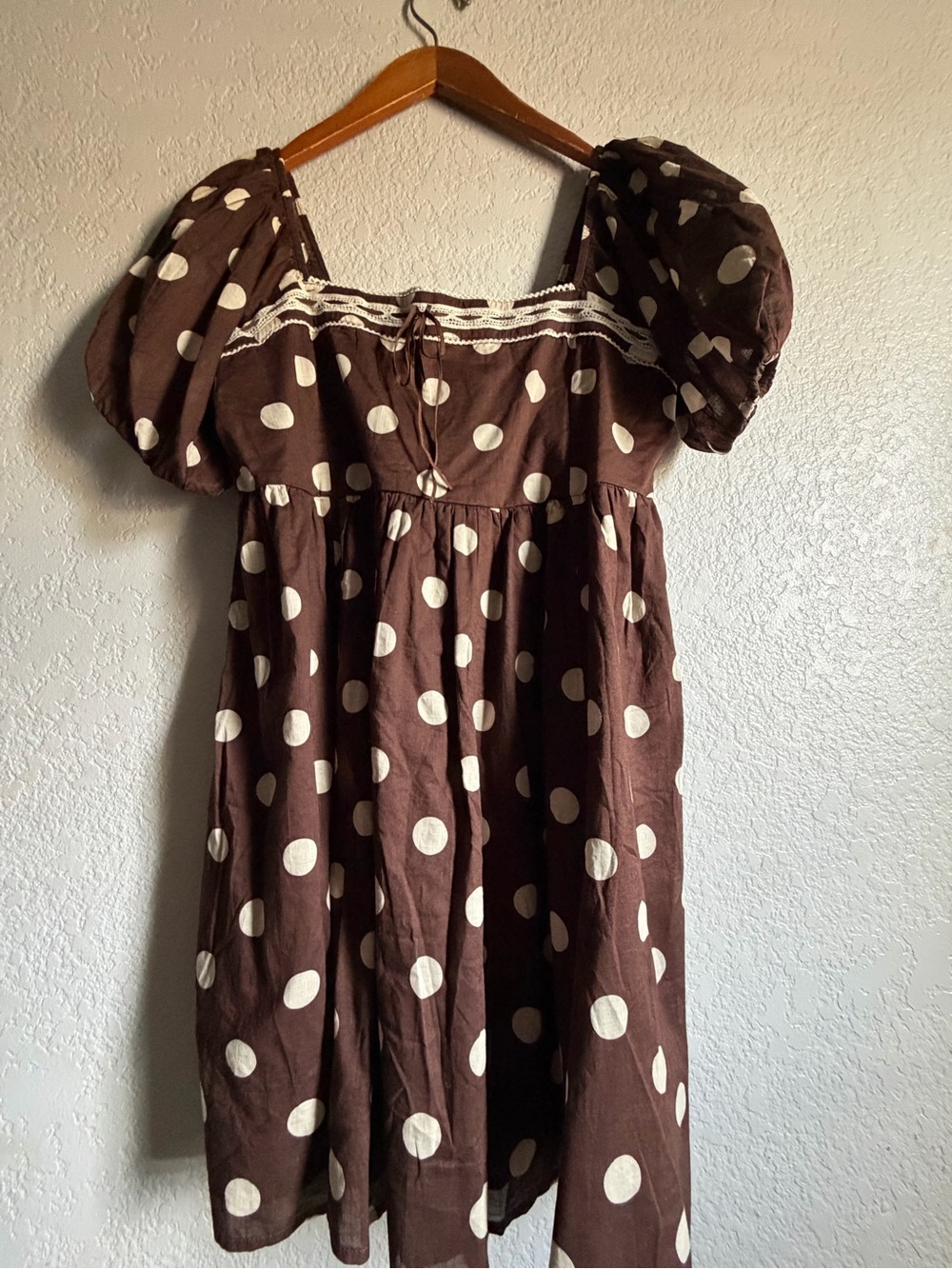 Abercrombie & Fitch Brown Polka Dot Puff Sleeve Mini Dress